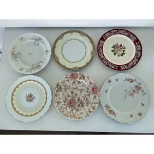 Set of 6 Vintage Dinner Plates - Cottagecore Mix and Match
